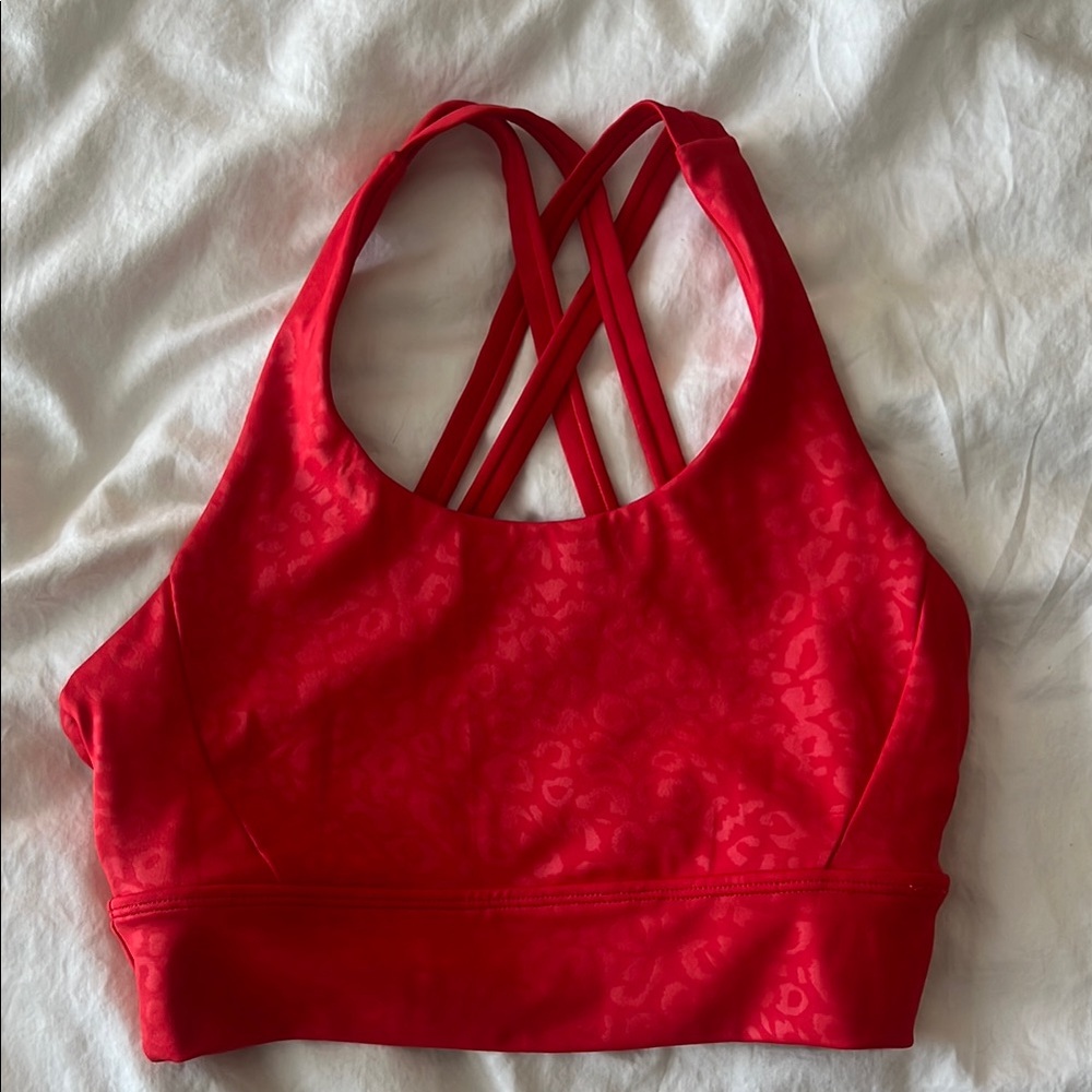 buffbunny rosa sports bra in red leopard